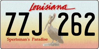 LA license plate ZZJ262