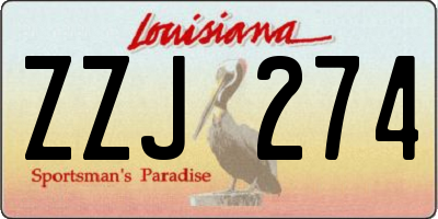 LA license plate ZZJ274