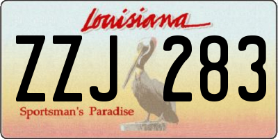 LA license plate ZZJ283