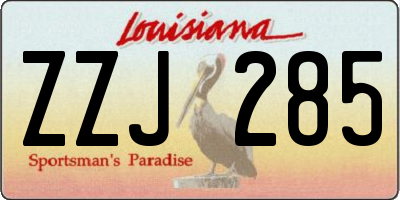 LA license plate ZZJ285