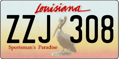 LA license plate ZZJ308