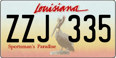 LA license plate ZZJ335