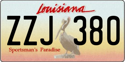 LA license plate ZZJ380