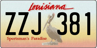 LA license plate ZZJ381