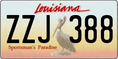 LA license plate ZZJ388