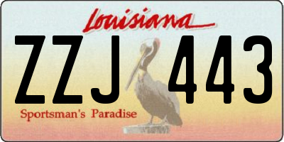 LA license plate ZZJ443