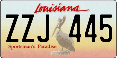 LA license plate ZZJ445