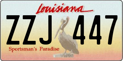 LA license plate ZZJ447