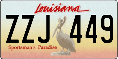 LA license plate ZZJ449