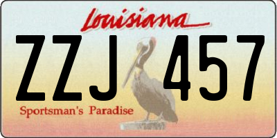 LA license plate ZZJ457