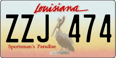 LA license plate ZZJ474