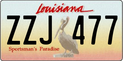 LA license plate ZZJ477