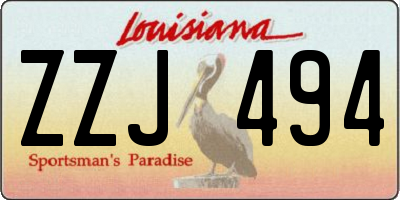 LA license plate ZZJ494