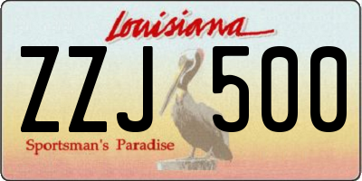 LA license plate ZZJ500