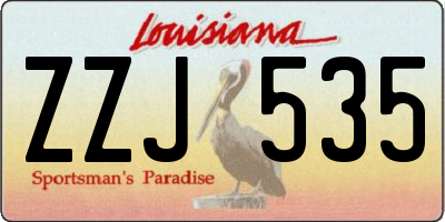 LA license plate ZZJ535