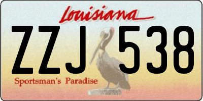 LA license plate ZZJ538