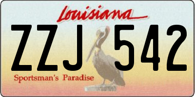 LA license plate ZZJ542