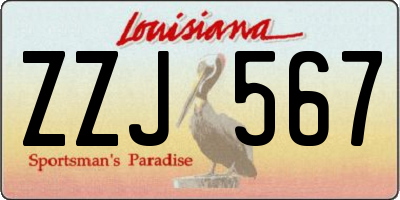 LA license plate ZZJ567