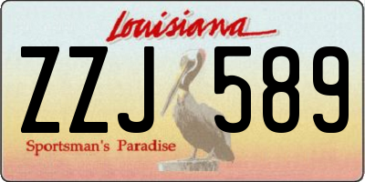 LA license plate ZZJ589