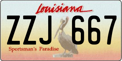 LA license plate ZZJ667