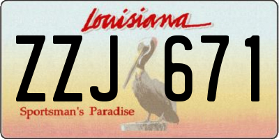 LA license plate ZZJ671