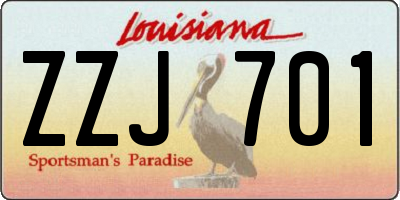 LA license plate ZZJ701