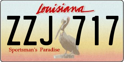 LA license plate ZZJ717