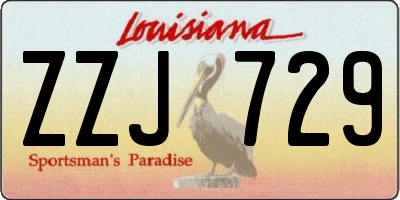 LA license plate ZZJ729