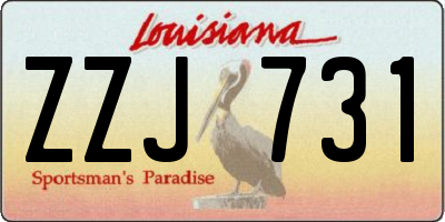 LA license plate ZZJ731