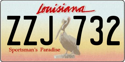 LA license plate ZZJ732