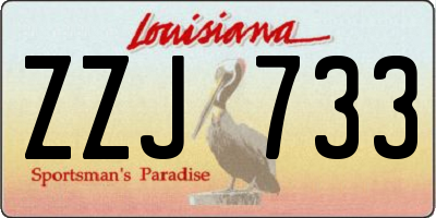 LA license plate ZZJ733