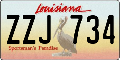 LA license plate ZZJ734