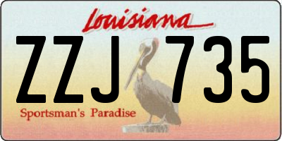 LA license plate ZZJ735