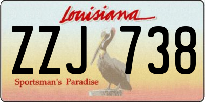 LA license plate ZZJ738