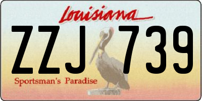 LA license plate ZZJ739