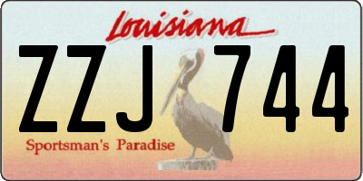 LA license plate ZZJ744