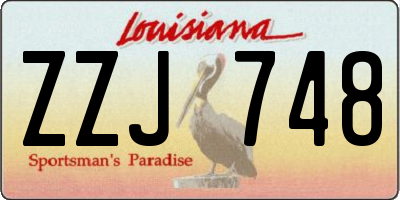 LA license plate ZZJ748