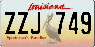 LA license plate ZZJ749