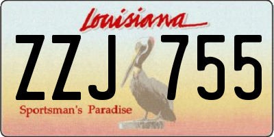 LA license plate ZZJ755