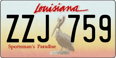 LA license plate ZZJ759