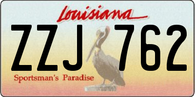 LA license plate ZZJ762