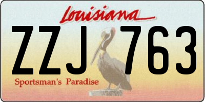 LA license plate ZZJ763