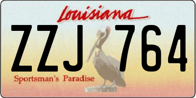 LA license plate ZZJ764