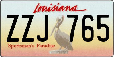 LA license plate ZZJ765