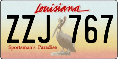 LA license plate ZZJ767