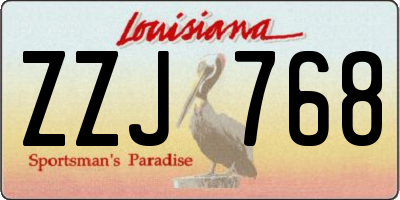 LA license plate ZZJ768