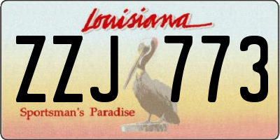 LA license plate ZZJ773