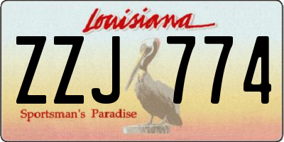 LA license plate ZZJ774