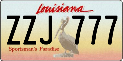 LA license plate ZZJ777