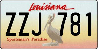 LA license plate ZZJ781